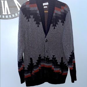 Urban Outfitters Grandpa core Aztec wolf button down cardigan sweater medium